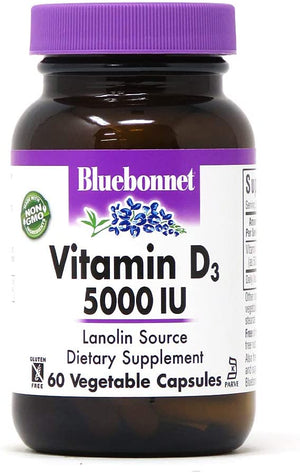 Bluebonnet Nutrition Vitamin D3, 5000 IU, 60 Vegetable Capsules