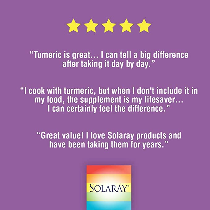SOLARAY Turmeric Supplement 300 mg - Turmeric Root Extract with 95% Curcumin - Joint Support Supplement for Joint Health and Comfort - Non-GMO, Vegan, Gluten Free, 60-Day Guarantee, 60 Servings