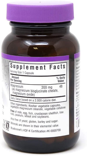 Bluebonnet Nutrition Albion® Buffered Chelated Magnesium, 200, 60 Vegetable Capsules