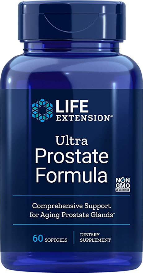 Life Extension Ultra Prostate Formula, saw palmetto for men, pygeum, stinging nettle root, lycopene, 11 nutrients for prostate function, non-GMO, gluten-free, 60 softgels