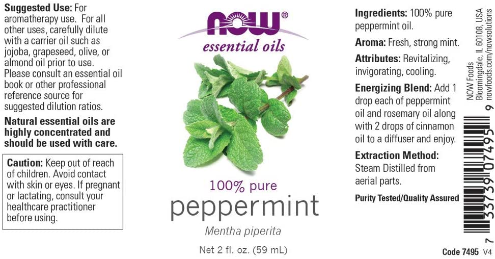 NOW Foods Essential Oils Peppermint, 2 fl oz