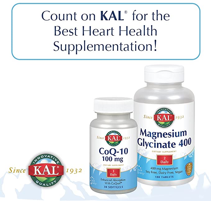 KAL Magnesium Taurate 400mg Plus CoEnzyme Vitamin B6, Chelated Magnesium Supplement, Healthy Muscle Function, Nerve and Heart Health Support, Gluten Free, Vegan, 60-Day Guarantee, 45 Serv, 90 Tablets