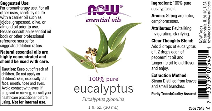 NOW Foods Essential Oils Eucalyptus, 1 fl oz
