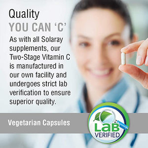 SOLARAY Vitamin C 1000 mg - High-Potency, All-Day Immunity, Blood Vessel Health and Collagen Synthesis Support - Vegan, Timed Release, 60-Day Guarantee - 250 Servings, 250 Vitamin C Capsules