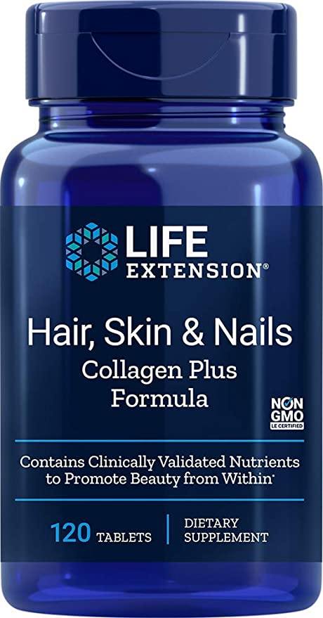 Life Extension Hair, Skin, &amp; Nails - Collagen Plus, 120 Tablets - Discount Nutrition Store
