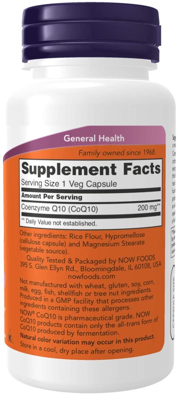 NOW Foods CoQ10, 200 mg, 60 VegCaps