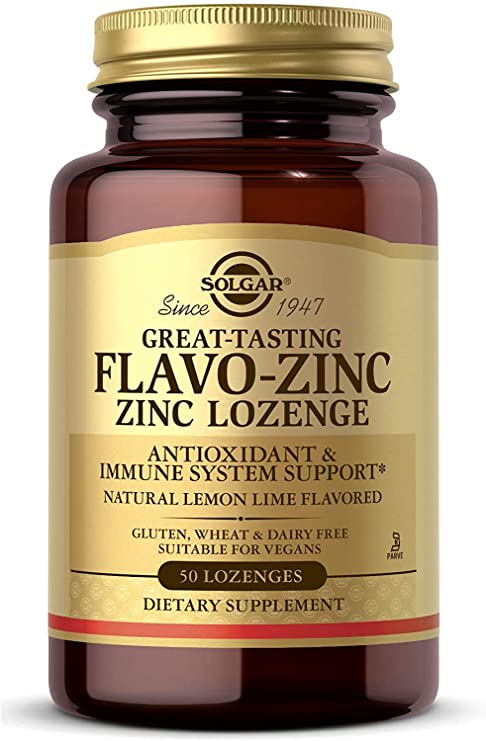 Solgar Flavo-Zinc Lozenge, 50 Count - Vegan, Gluten Free, Dairy Free, Kosher - 50 Servings