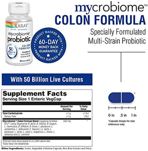Solaray mycrobiome™ Probiotic Colon Formula Dietary Supplement, 30 VegCaps