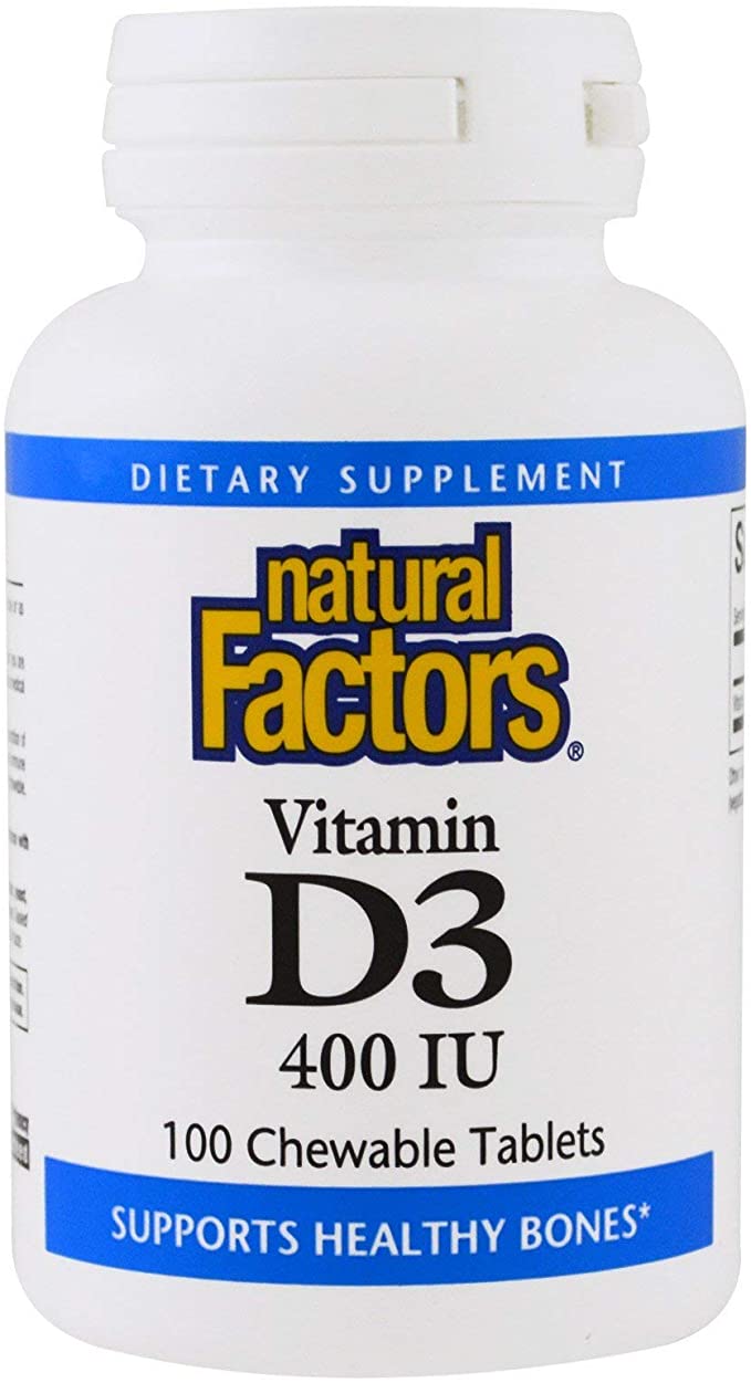 Natural Factors, Vitamin D3 400 IU, Supports Strong Bones, Teeth and Immune Function, 100 tablets (100 servings)