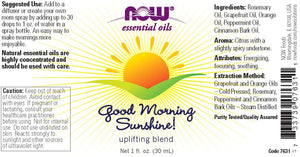 NOW Essential Oils, Good Morning Sunshine Aromatherapy Blend, Soothing Aromatherapy Scent, Blend of Pure Essential Oils, Vegan, Child Resistant Cap, 1-Ounce