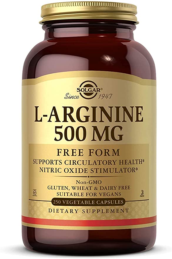 Solgar L-Arginine 500 mg - 250 Vegetable Capsules - Nitric Oxide Stimulator - Non-GMO, Vegan, Gluten Free, Dairy Free, Kosher - 250 Servings