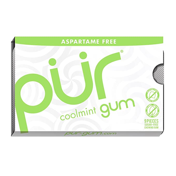PUR 100% Xylitol Chewing Gum, Coolmint, 9 Pieces