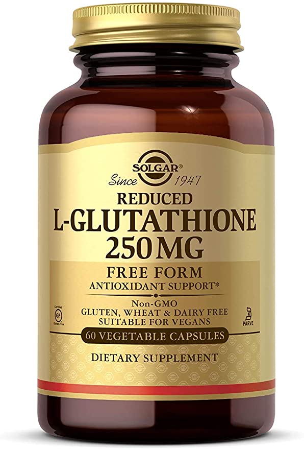 Solgar Reduced L-Glutathione 250 mg - 60 Vegetable Capsules - Antioxidant Support - Non-GMO, Vegan, Gluten Free, Dairy Free, Kosher - 60 Servings