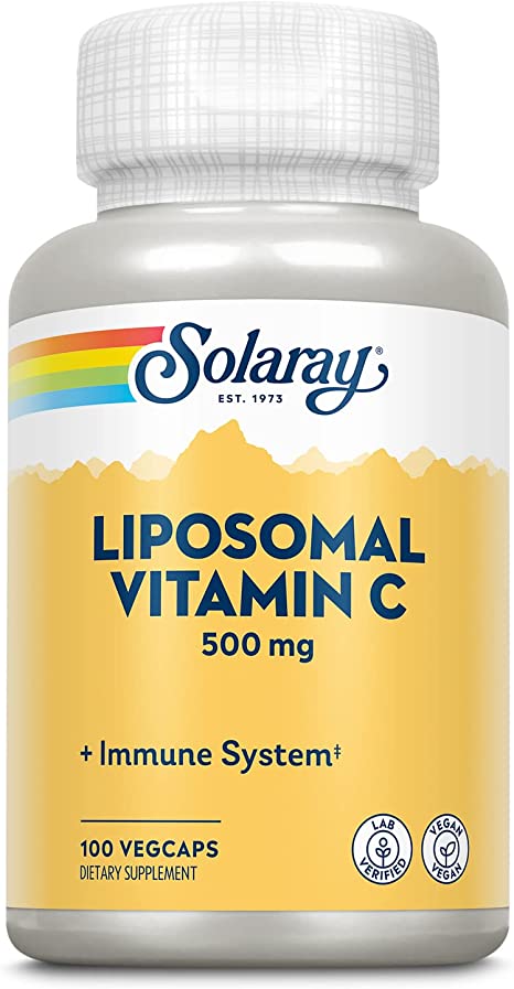 SOLARAY Liposomal Vitamin C 500mg - Enhanced Absorption Vitamin C Liposomal Blend with Fatty Acids - Antioxidant and Immune Support Supplement - Vegan, 60-Day Guarantee, 100 Servings, 100 VegCaps