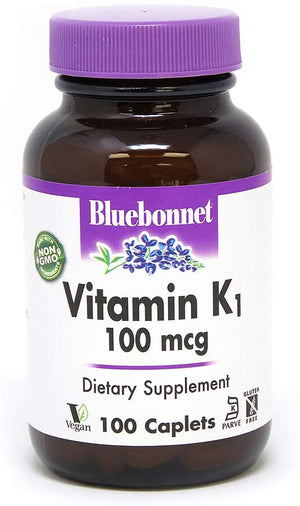 Bluebonnet Nutrition Vitamin K1, 100 mcg, 100 Caplets