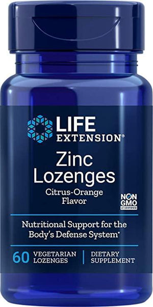 Life Extension Zinc Lozenges (Orange Flavor), 60 Veg Caps - Discount Nutrition Store