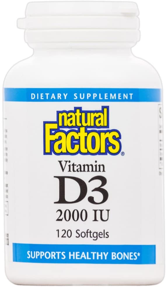 Natural Factors, Vitamin D3 2000 IU (50 mcg), Supports Strong Bones, Muscles and Immune Function, 120 Softgels