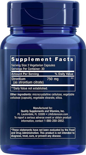 Life Extension Strontium, 750 mg, 90 Vegetarian Capsules - Discount Nutrition Store