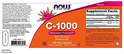 NOW Foods C-1000, 1000 mg, 100 VegCaps