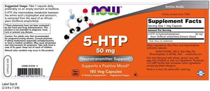 NOW Foods 5-HTP, 50 mg, 180 Veg Capsules