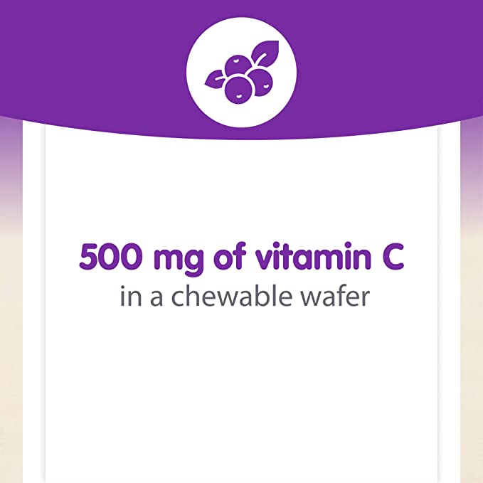 Natural Factors 100% Natural Fruit Chew C Blueberry Raspberry and Boysenberry, 500 mg, 90 Chewable Wafers