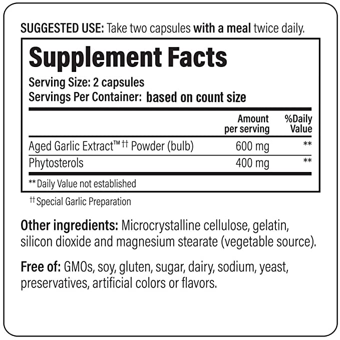 Kyolic Aged Garlic Extract Formula 107, Phytosterols for Cholesterol Support, 240 Capsules