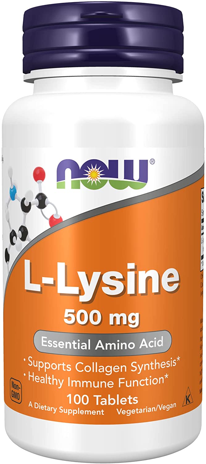 NOW Foods Supplements, L-Lysine (L-Lysine Hydrochloride) 500 mg, Amino Acid, 100 Count