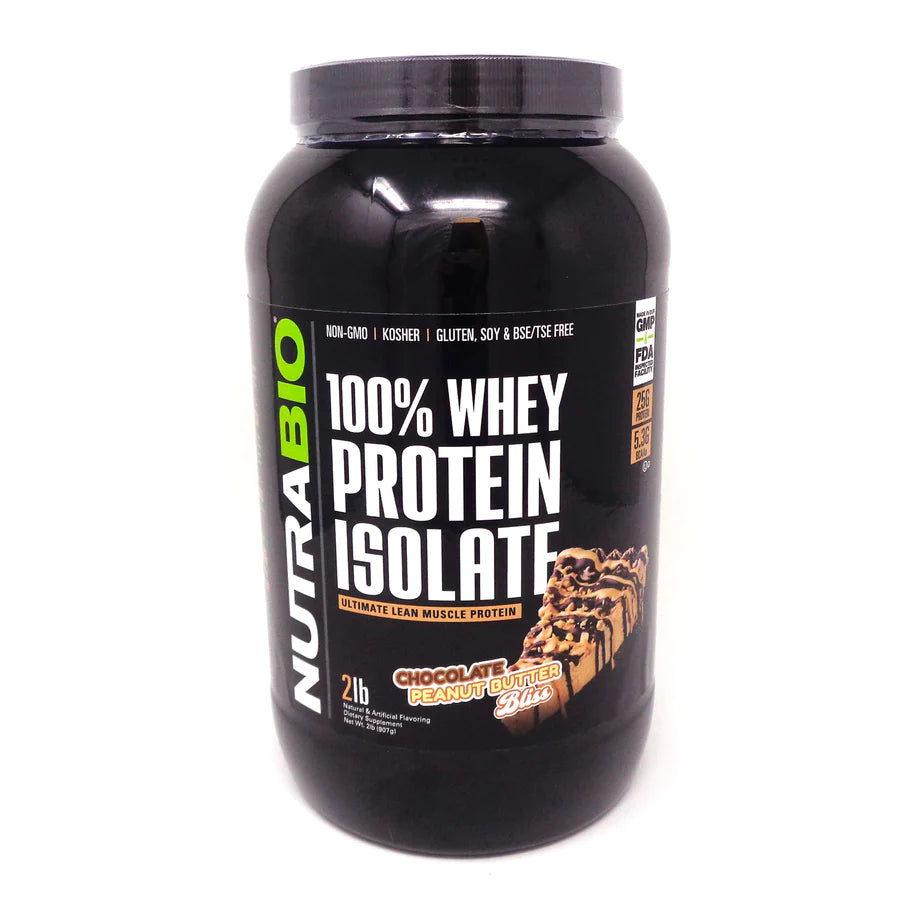NutraBio 100% Whey Protein Isolate Protein Powder – 25g Protein with Complete Amino Acid Profile, Non-GMO, Gluten Free, Low Carb and Low Calorie Whey Protein Powder - Chocolate Peanut Butter - 2 Lbs.