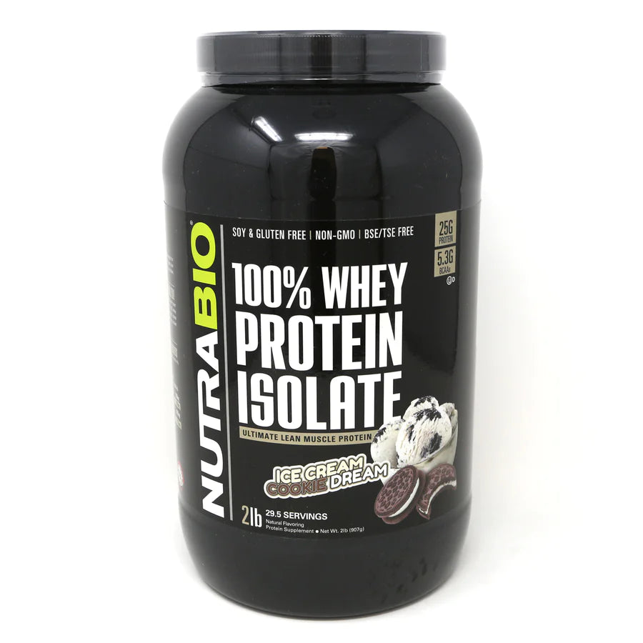 NutraBio 100% Whey Protein Isolate Protein Powder, 25g Protein with Complete Amino Acid Profile, Soy and Gluten Free, Low Carb and Low Calorie Whey Protein Powder, Ice Cream Cookie Dream, 2 Lbs.