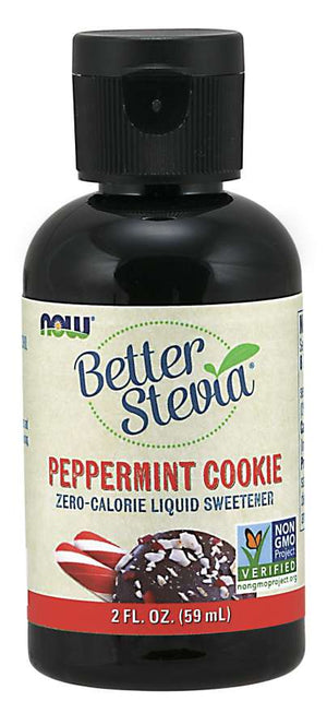 NOW Foods, Better Stevia, Liquid, Peppermint Cookie, Zero-Calorie Liquid Sweetener, Low Glycemic Impact, Certified Non-GMO, 2-Ounce