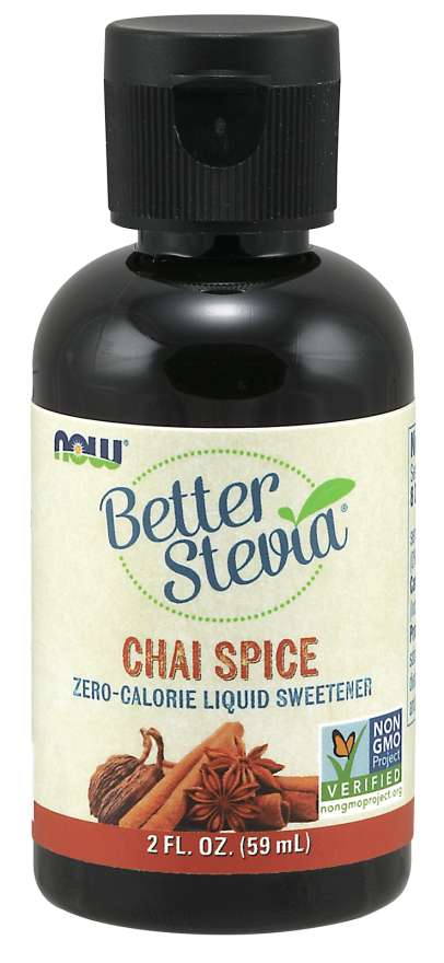 NOW Foods, Better Stevia, Liquid, Chai Spice, Zero-Calorie Liquid Sweetener, Low Glycemic Impact, Certified Non-GMO, 2-Ounce