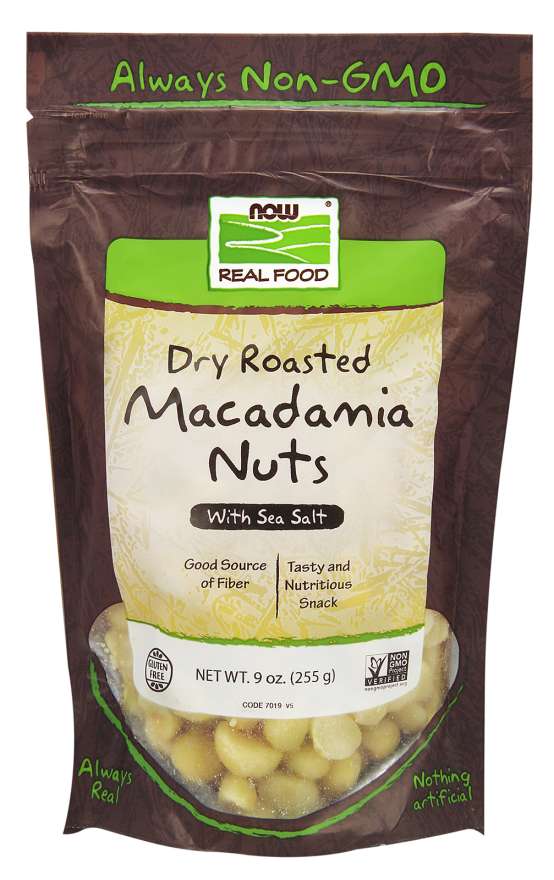 NOW Real Food® Dry Roasted Macadamia Nuts with Sea Salt, 9 oz