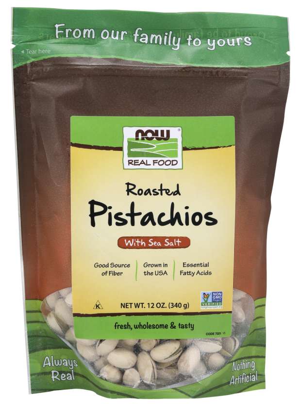 NOW Real Food Roasted Pistachios Salted, 12 oz