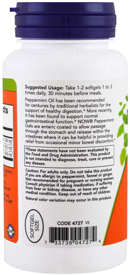 NOW Peppermint Gels, 90 Softgels