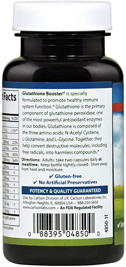 Carlson - Glutathione Booster, Alpha Lipoic Acid, Immune Support &amp; Optimal Wellness, Antioxidant, 60 Capsules
