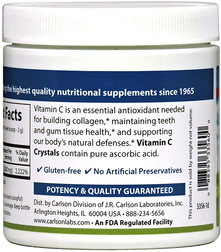 Carlson Labs Non GMO Vitamin C Crystals, 6 Ounce