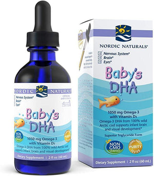 Nordic Naturals Baby’s DHA, Unflavored - 1050 mg Omega-3 + 300 IU Vitamin D3-2 oz - Supports Brain, Vision & Nervous System Development in Babies - Non-GMO - 12 Servings - Discount Nutrition Store