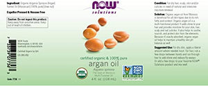 NOW Foods Solutions Organic Argan Oil, 4 fl oz