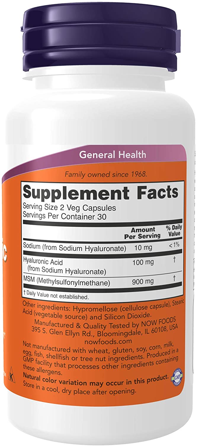NOW Hyaluronic Acid, 50 mg, 60 Veg Capsules