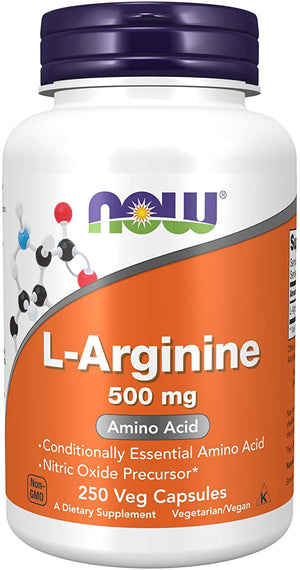NOW L-Arginine, 500 mg, 250 Capsules