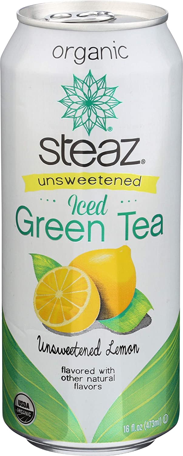 Steaz Green Tea Soda Organic Iced Green Tea Unsweetened Lemon, 16 fl oz
