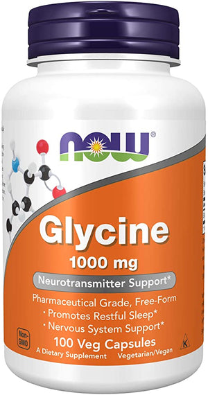 NOW Glycine, 1000 mg, 100 Vegetarian Capsules