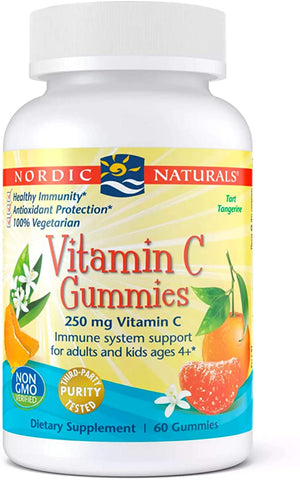 Nordic Naturals Vitamin C Gummies Tart Tangerine, 250 mg, 120 Gummies