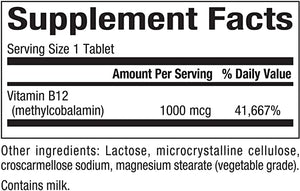 Natural Factors B12 Methylcobalamin, 1000 mcg, 180 Chewable Tablets