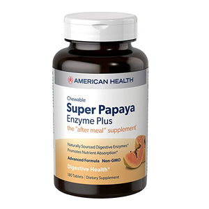 American Health Super Papaya Enzyme Plus Chewable, 180 Chewable Tablets