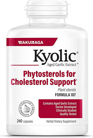 Kyolic Aged Garlic Extract Formula 107, Phytosterols for Cholesterol Support, 240 Capsules