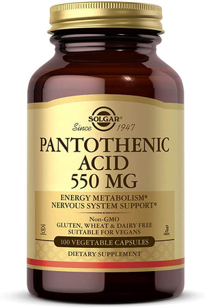 Solgar Pantothenic Acid, 550 mg, 100 Vegetable Capsules