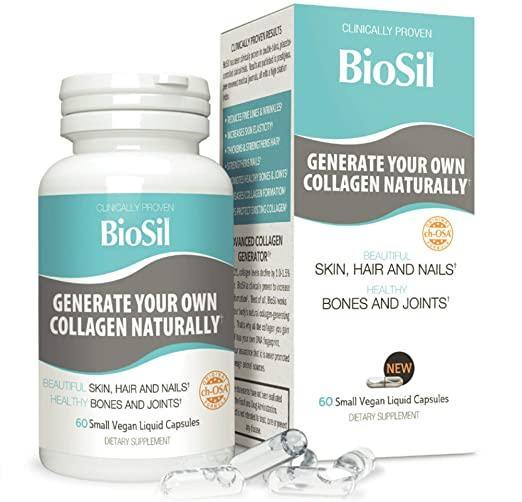 BioSil Liquid Capsules by Natural Factors, Vegan Collagen Generator, Non-GMO, 60 Capsules (60 Servings) - Discount Nutrition Store