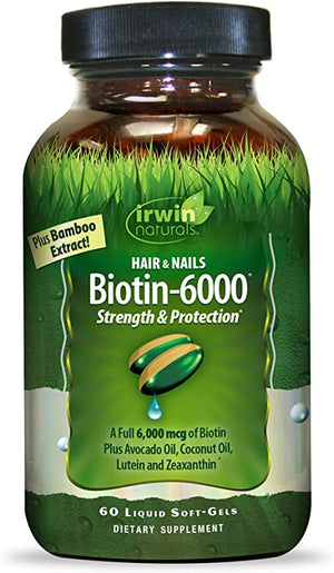 Irwin Naturals Biotin-6000™ wtih Bamboo Extract, 60 Liquid Softgels