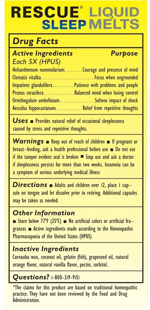 Bach Rescue Sleep Liquid Melts Natural Sleep Aid, 28 Capsules